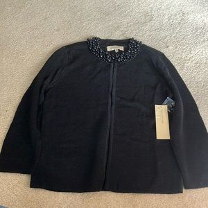 Jones New York Black Top with beads PS Size New never worn